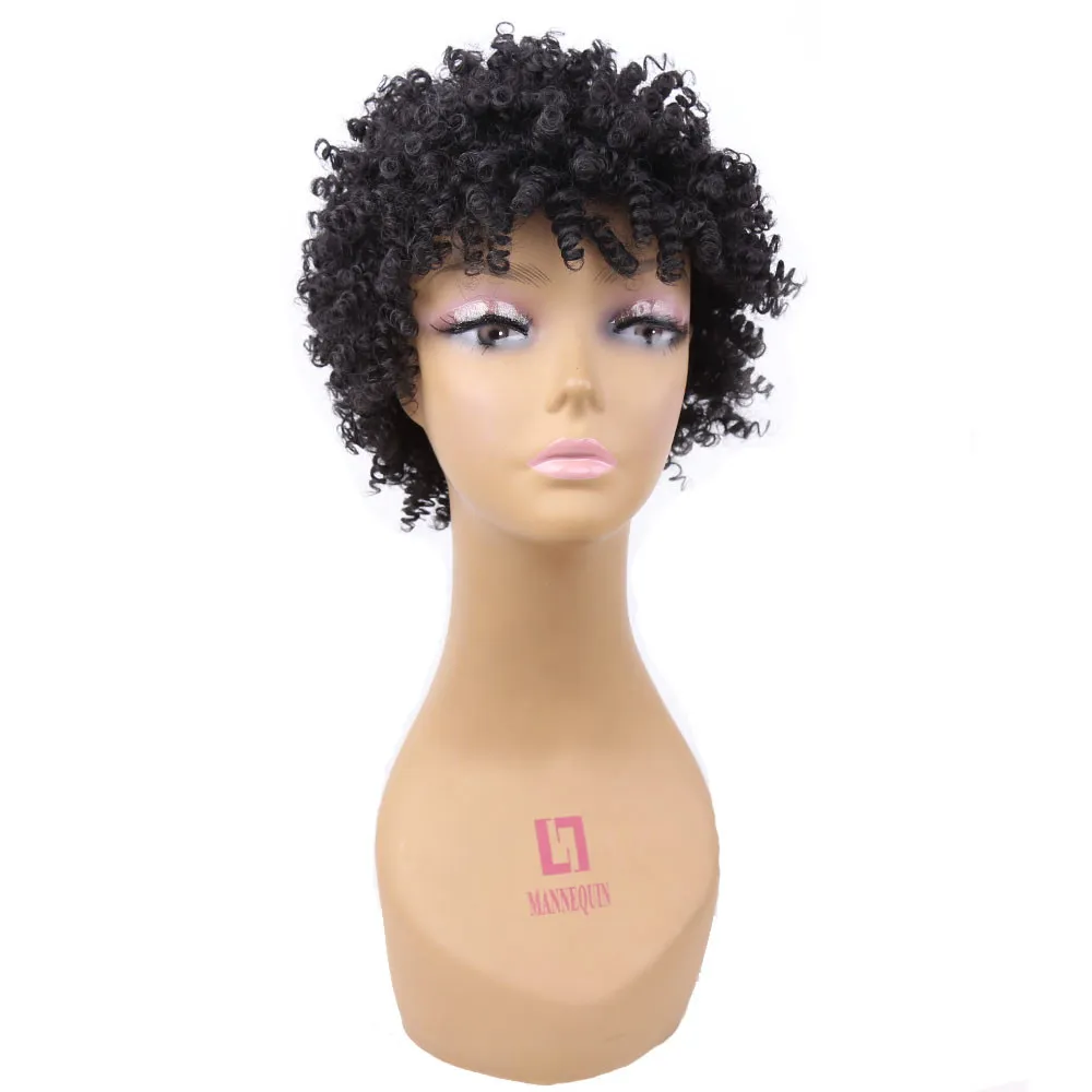 Fashion Afro Wigs For Women Adjustable Synthetic Short Afro Kinky Curly Wig Brown Cosplay