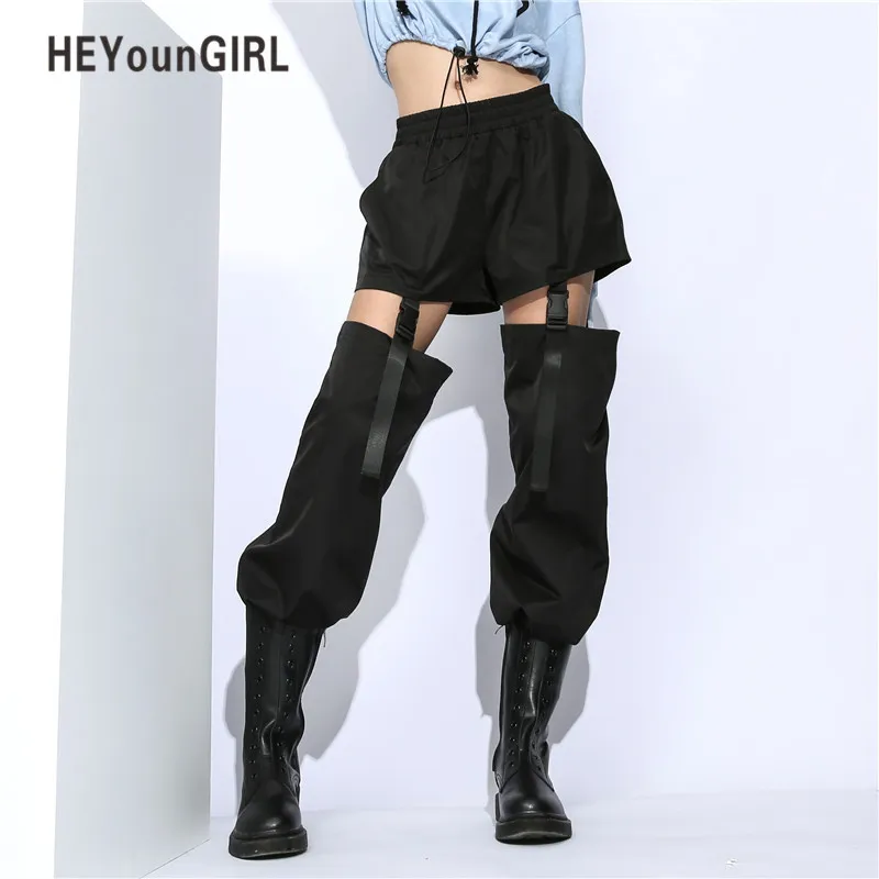 heyoungirl harajuku 스트리트웨어 패치 워크 여성 바지 높은 허리 여름 스웨트 팬츠 캐주얼 숙녀 바지 한국 바지 capris