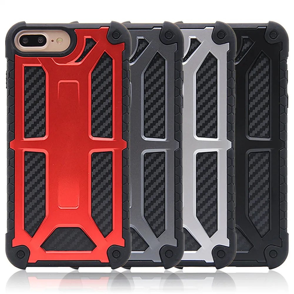 Monarch Carbon Fiber Case 5-lagige Schutzhülle für iPhone 7 8 für iPhone X Leder-Telefonhülle mit Box