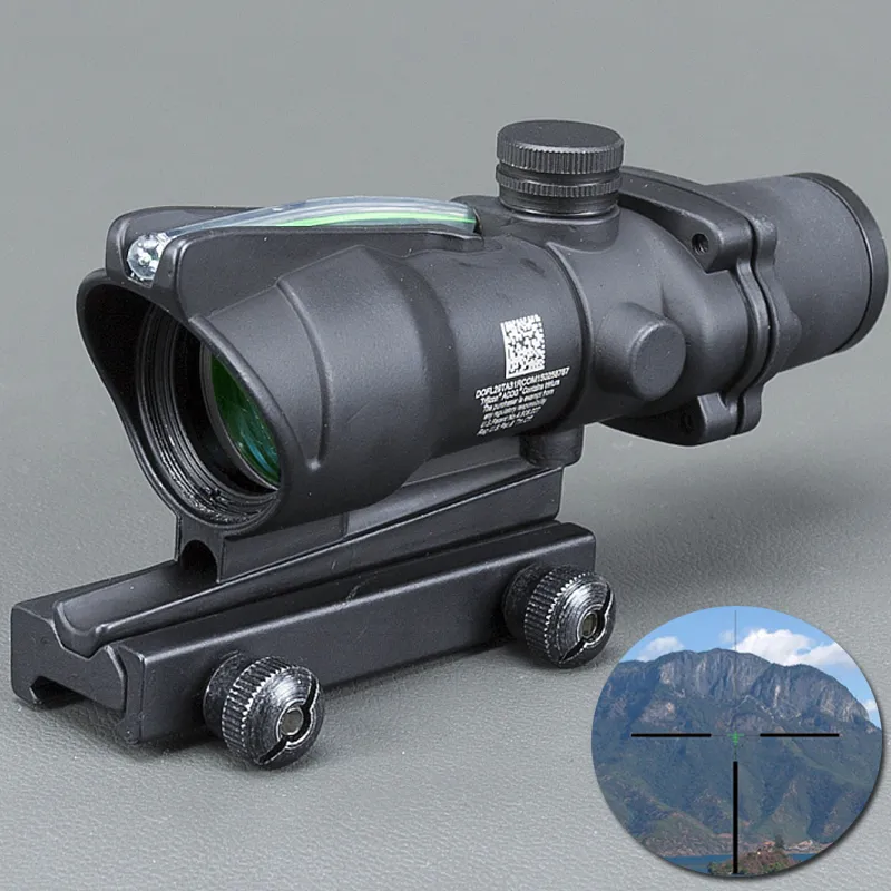 TRIJICON Svart taktisk 4x32 Scope Sight Real Fiber Optics Grön upplyst taktisk Riflescope med 20mm Dovetail för jakt