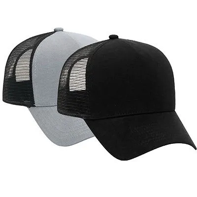 Casquette camionneur en flanelle de coton avec dos en filet ajustable SOLID BLACK