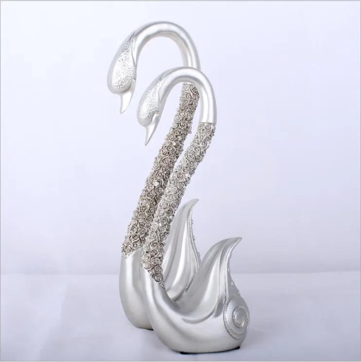 Swan Figurine Animals Statue Miniature Desk Ornaments Resin Craft Home Decoration Wedding Valentine's Day Gifts