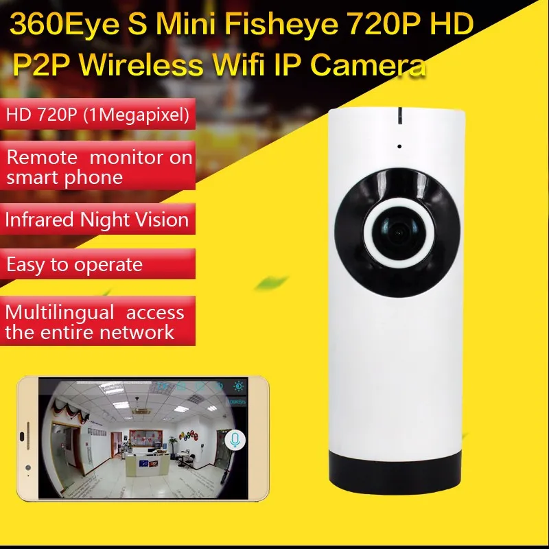 185 gradi Fish Eyes Lens APP Telecomando Wireless full vision wifi Telecamera IP Supporto rilevamento movimento scheda micro SD rete ip di registrazione