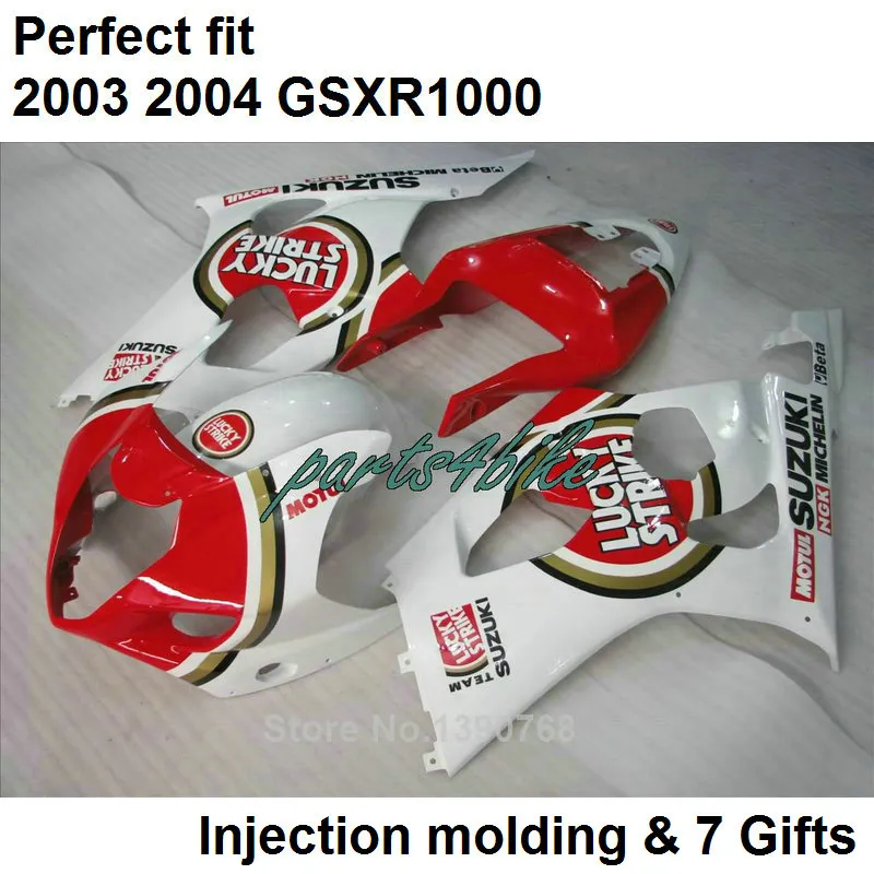 fairings white red set for fairing kit سوزوكي GSXR 1000 K3 2003 2004 GSXR1000 03 04 هيكل السيارة GSXR1000 GH23