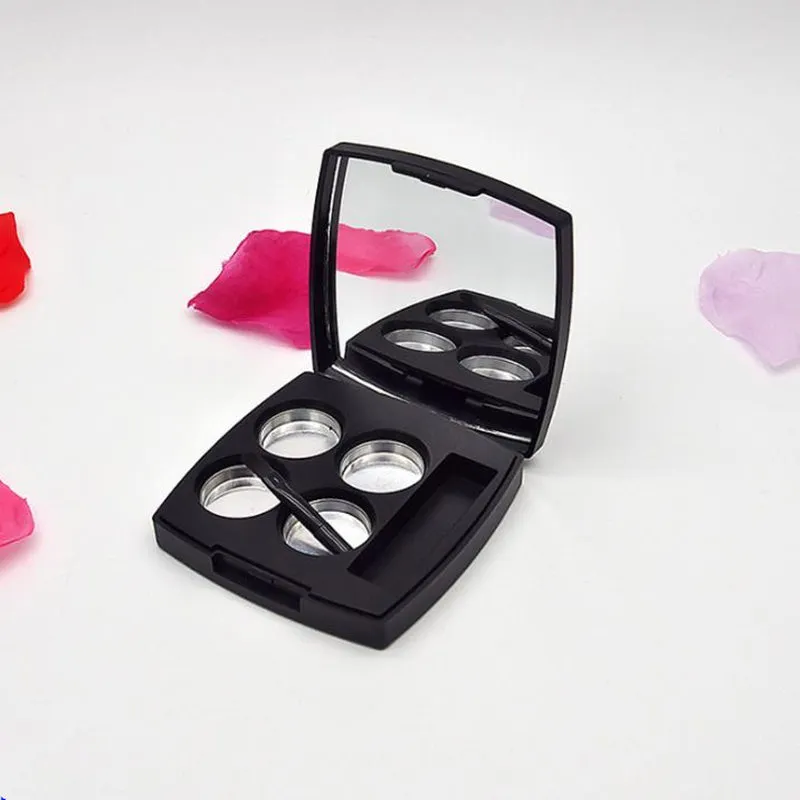 Mini caja de sombra de ojos negra con espejo. Kit de viaje Fácil de llevar Cajas de brillo de labios Colgante. Portacontenedores F551