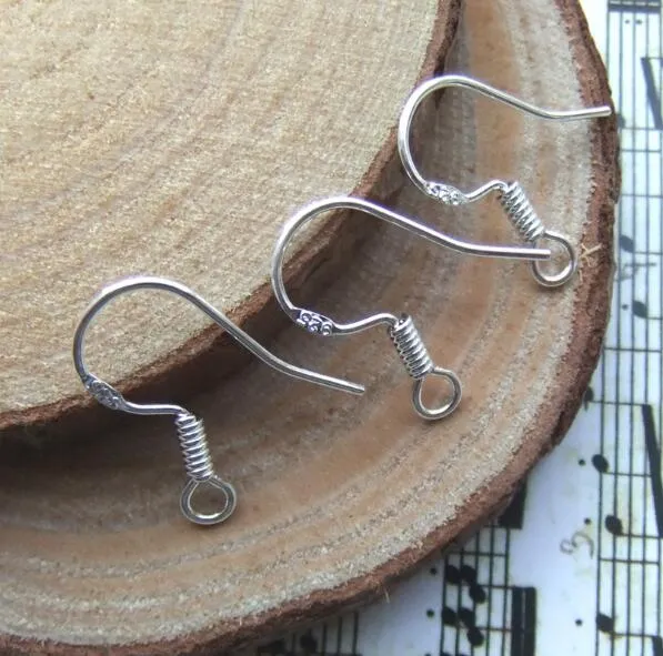 925 LOGO 925 Silver Earring Findings Fishwire Hooks Ear Wire Hook French HOOKS Jewelry DIY 15mm fish Hook