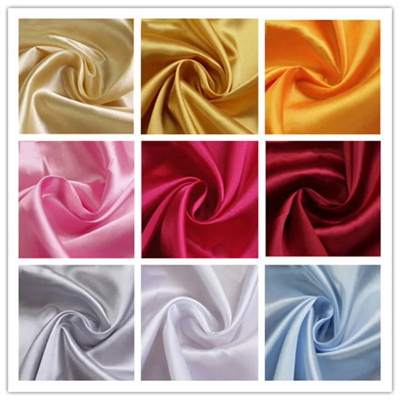 1 Yard 150 * 97 cm Polyester Saten Kumaş Düğün Saten Kumaş Dikiş ve Parti Dekorasyon için HHY1