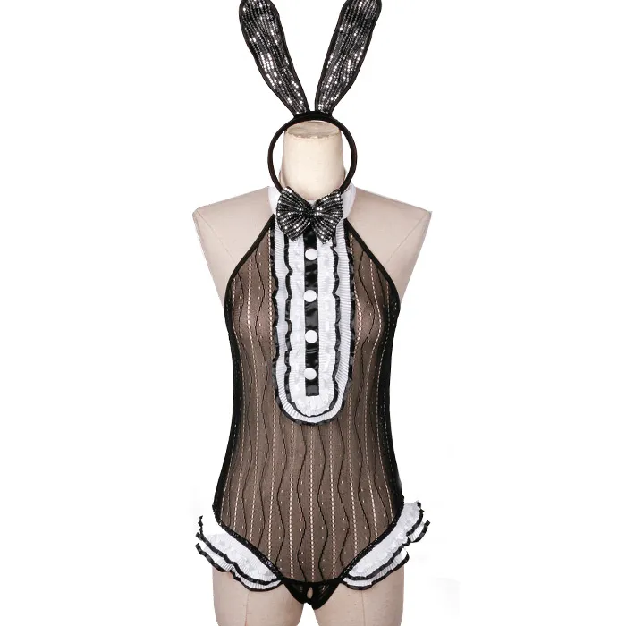 Sexy Lingerie Black Bunny Rabbit Costume Cosplay Halloween With Stocking  L05