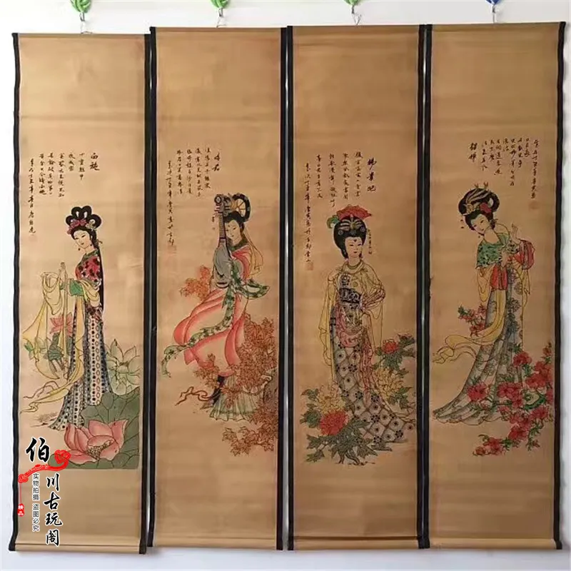 中国の吊り下げ装飾：古代中国の美しさを描いたエレガントな手描きの