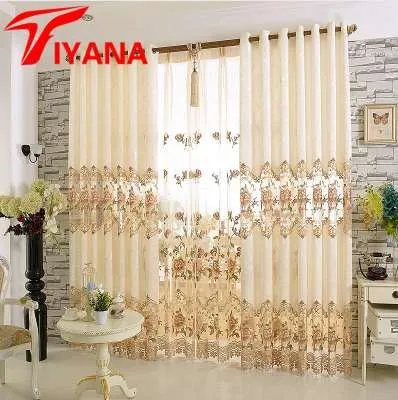 Pastoral Embroidered Curtains For living Room Bedroom Floral Half Shading Curtains Window Treatment Curtain drapes Home Decor P321Z30