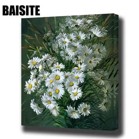 Baisite DIY Inramad oljemålning med siffror Blommor Bilder Kanfasmålning för vardagsrum Väggkonst Heminredning E806