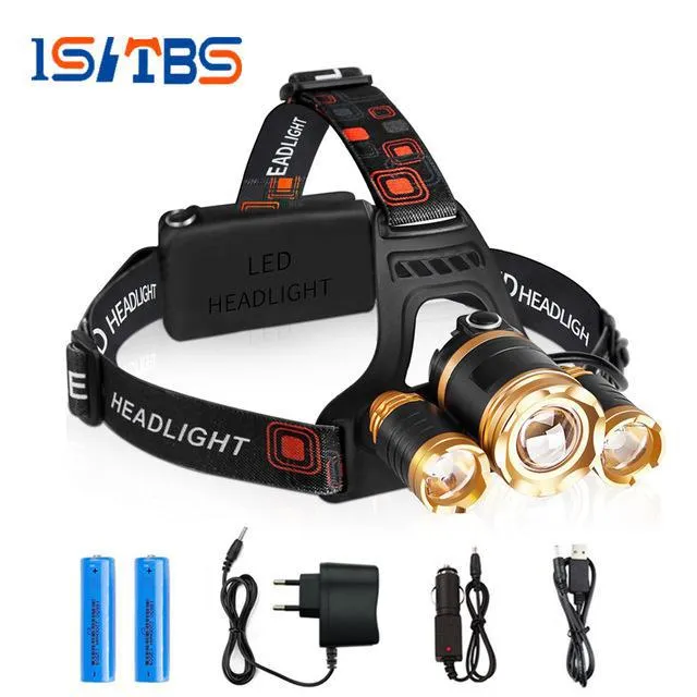 CREE XML-T6 + 2XR5 LED HEADLAMP-strålkastare 10000 lumen LED Head Lamp Camp Hike Nödljus Fiske Utomhusutrustning