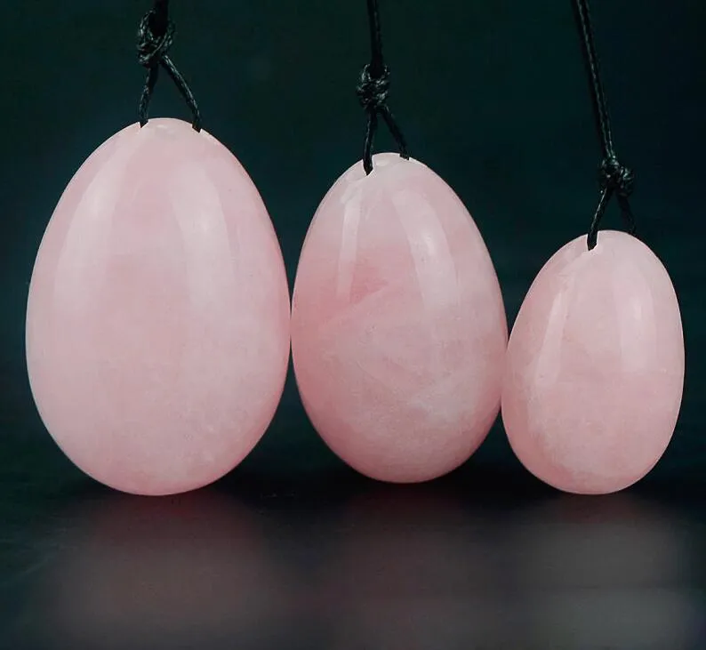 Uova di cristallo di quarzo rosa naturale Crystal Yoni Egg Sfere vaginali le donne Health Care Massaggiatore esercizi di Kegel