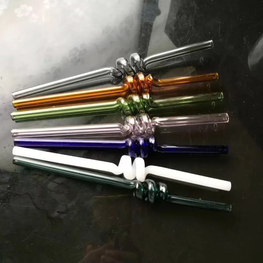 Coloured spiral straight suction tube Wholesale Glass Hookah, Glass Water Pipe Fittings