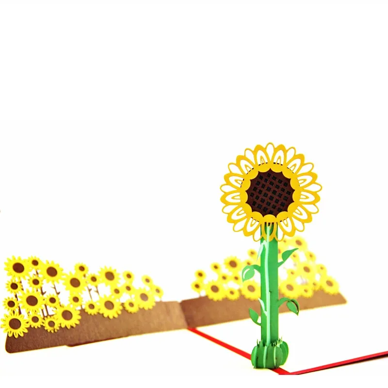 Décorations de fête d'anniversaire tournesol, cartes de vœux pour enfants, cadeaux de fête d'anniversaire 3D, cartes pop-up d'anniversaire, carte de vœux