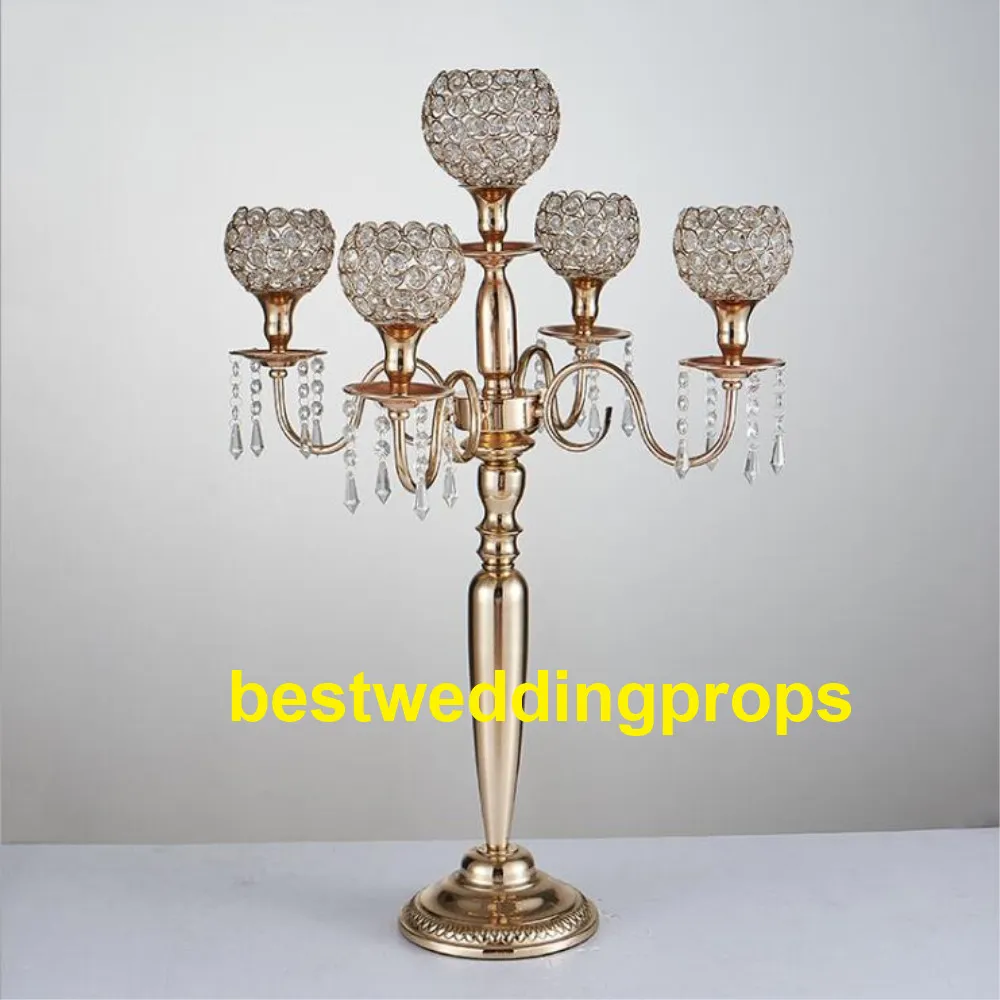 Luxury Crystal Wedding Flower Stand Vase Walkway Wedding Road Road Table Table Centres de Party T-stand Decoration Best0245