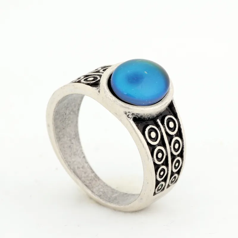 Bagues d'humeur de haute qualité, vente en ligne, bague en alliage plaqué argent Antique, changement de couleur, RS007-034