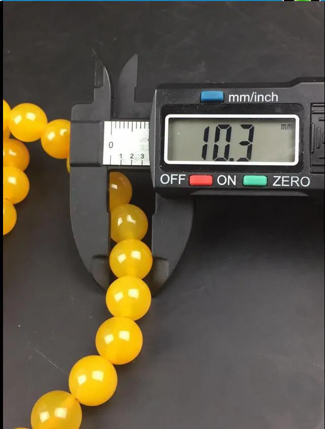 10mm Natural yellow agate beads necklace with C10123457387521
