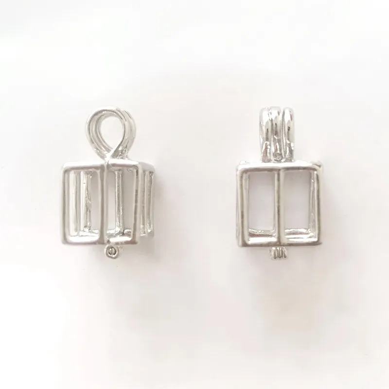 18KGP Cube Locket Cage Pendant Mounting, Can Hold 5-8 MM Pearl Cystal Gem Beads Pendant Necklace Fitting Lovely Charms