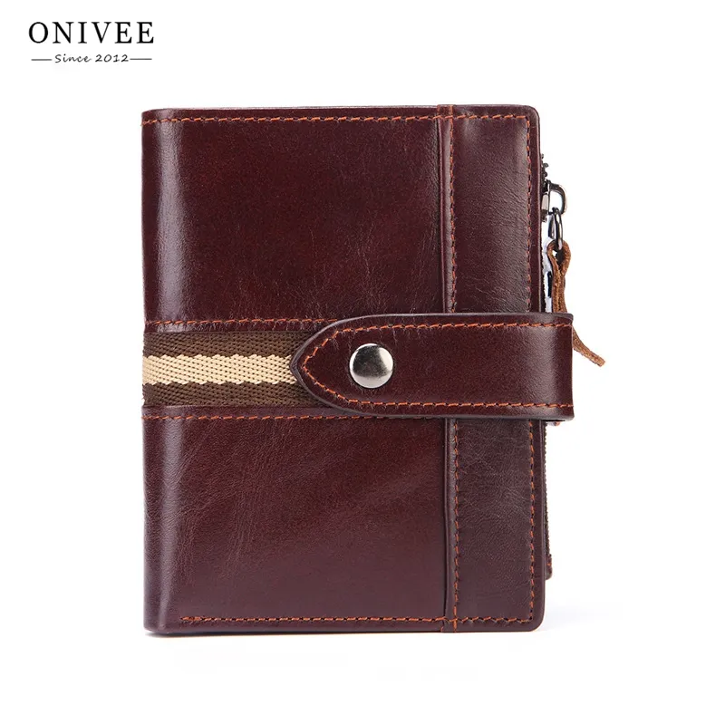 Onivee New Slim Genuine Shather Mens Man Carteira Capa de Chave de Coin Bolsa Pequena Male CreditId Multifuncional Walets