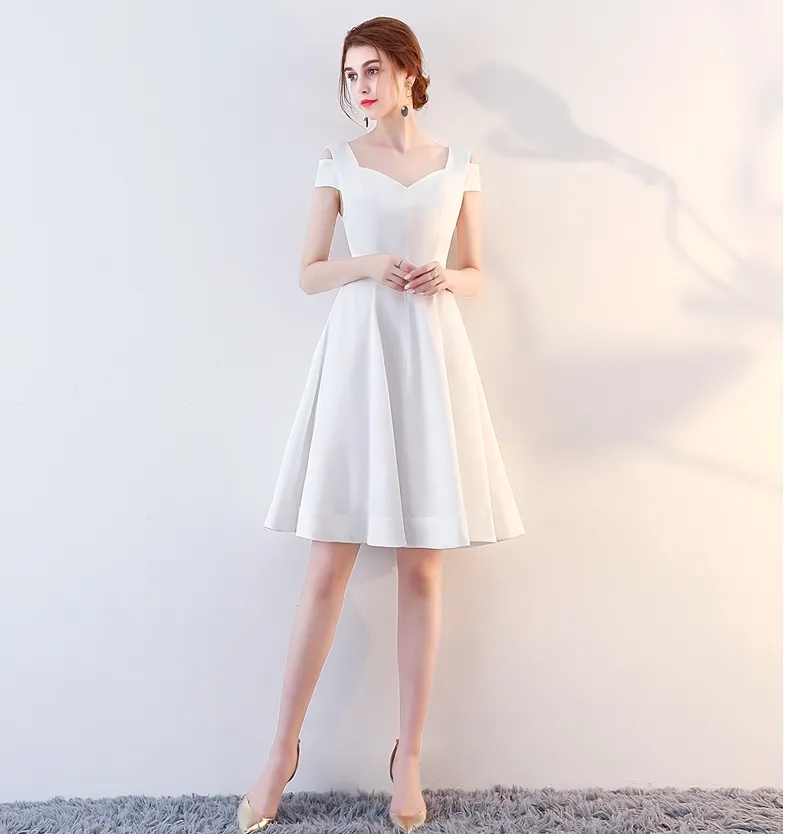 High-Quality White Red Ball Homecoming Gown A Shoulder In Spring And Autumn New Skirt Backless Cocktail Party Dress Zipper