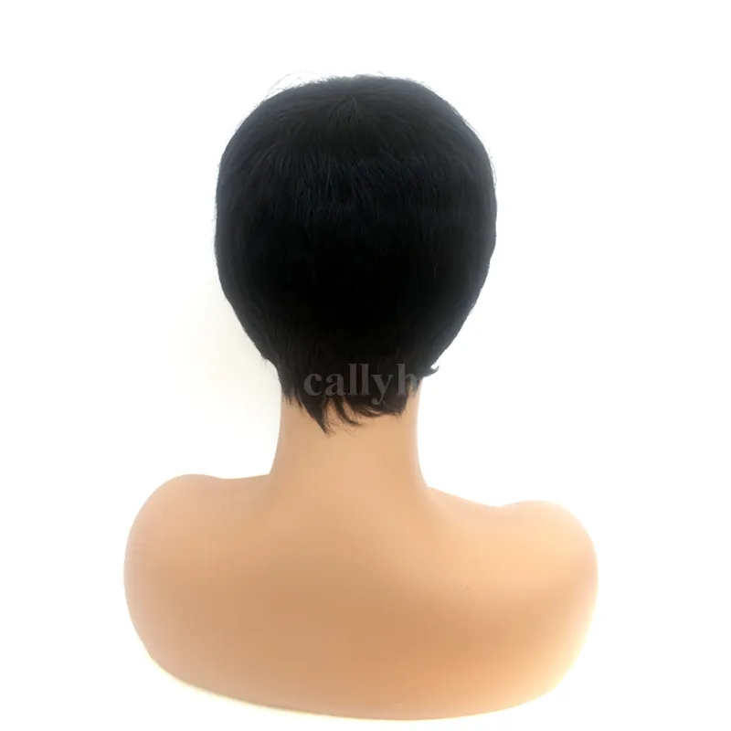Pixie Cut Brasilian Virgin Hair Spets Front Wigs Short Bob Human Hair Glueless Full Lace Human Hair Wigs For Black Women1916439