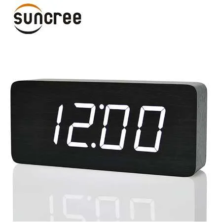 Sveglia Da Tavolo Da Tavolo In Legno A LED Con Numero Grande