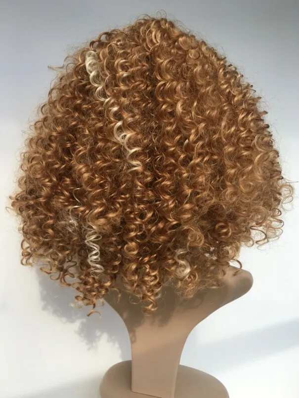 Afro Hair Top Short Bob Blonde шелковистый вьющий вьющий волнистый моделирование парика, такую как парики для человеческих волос для чернокожих женщин, требуется 8200313