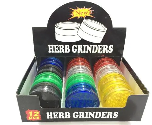 60mm 3 Piece Plastic Tobacco Herb Grinder for Smoking Pipe Spice Acrylic Dry Grinders