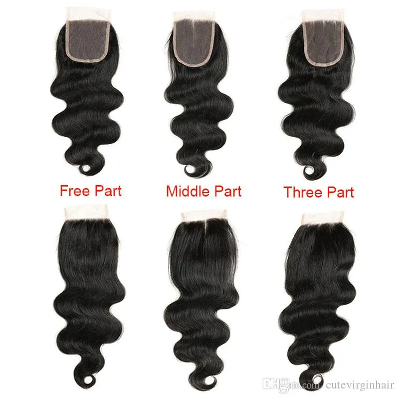Body Wave 3 Bundles With 4x4 Lace Closure Unprocessed Brazilian Virgin Human Hair Weave Bundles With Closure Free/Middle/Three Part