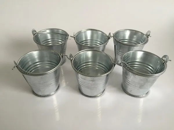 Galvaniserad Metal Bucket Party Favors Dekoration, Mini Planters Tin Pails, Mini Bucket Wedding Party Supply