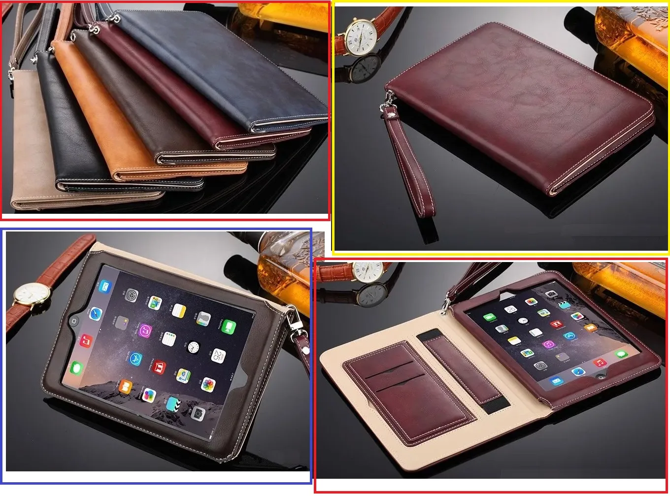 Premium Book Style Pad Case For IPad Mini 2 3 4 Real Full Leather Stand