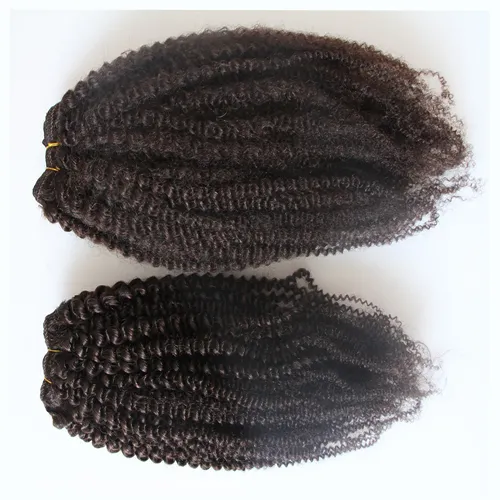 Yuntian Afro Kinky Curly Brazilian Kinky Curly Hair Weave Remy Human Hair Bundles 10-26 tum Naturlig Färg Hårväft