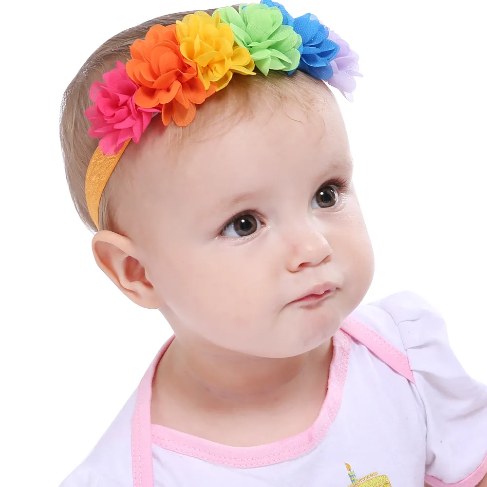 flowers hair bands pearl Crystal Chiffon flower combination set Elastic Headbands Headwear head band Hair Accessories