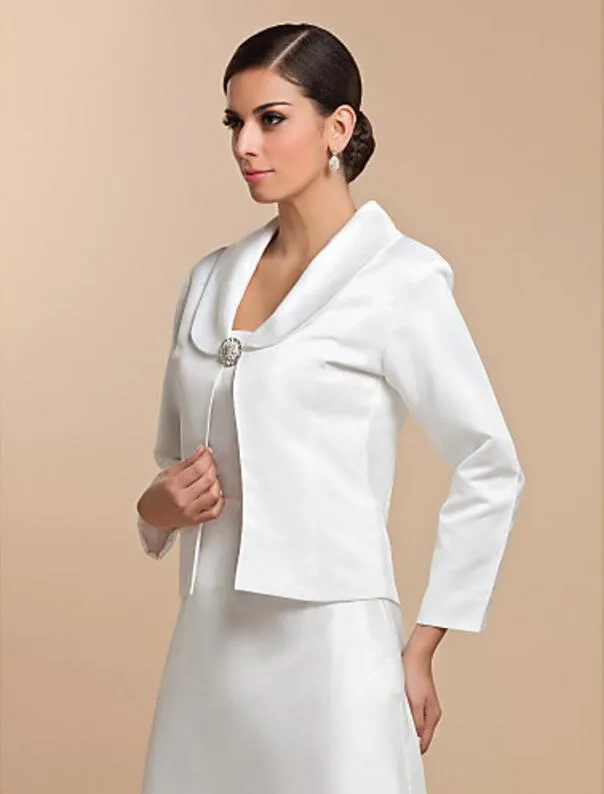 New Custom Made Vintage Long Sleeve Satin Party Evening Casual Clasp Wedding Wraps Coats / Jackets