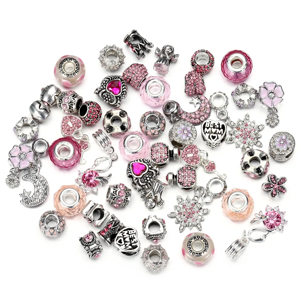 European Bead Safety Chain Bead Charm European Bead Fit for Pandora Bracelets Mix color 