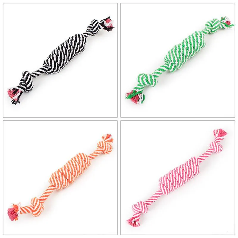 Dog Rope Fun Pet Chew Knot Toy Cotton Stripe Rope Dog Toy Durable High Quality Dog Accessories