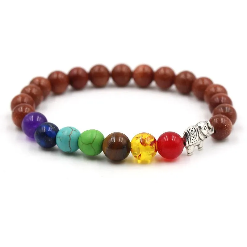 New Elephant 8 milímetros Natural de Pedra pulseira contas Tigereye Lazuli Ágata liga colorida da ioga Bangles Para Mulheres Homens Amantes pulseira de presente