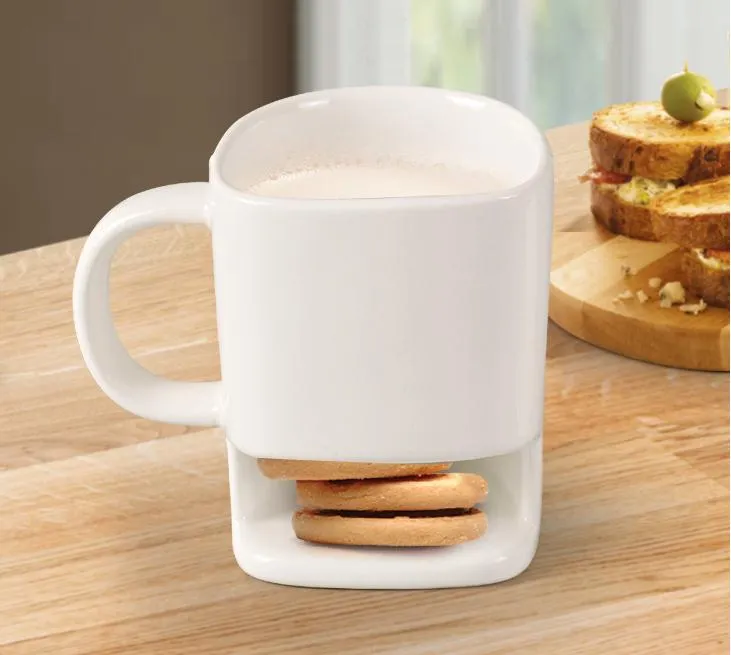Керамическая чашка кружки кофе молоко белый цвет печенье кружки дно для хранения печенья Печенье карманы держатель чашки чая для дома отель SN128