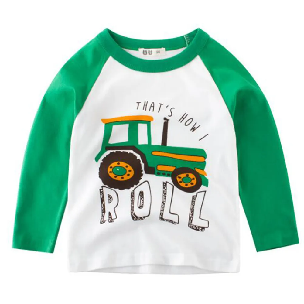 Wholesale New Fashion Autumn Baby Boy Shirt Children's Long Sleeve Car Print T-Shirt O Neck Shirt Top Hot Sale Children's Clothing