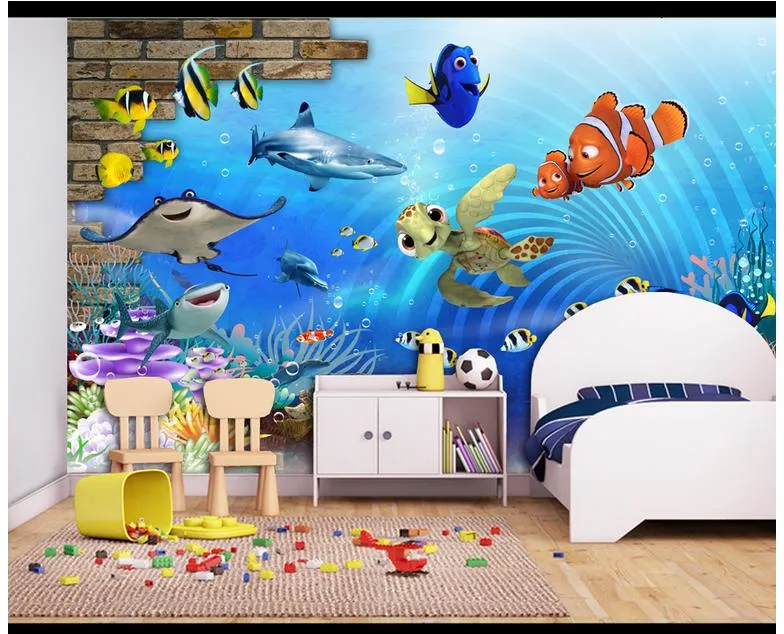 Personalizzato 3d murales carta da parati 3d foto carta da parati murales 3D Underwater World Camera dei bambini Cartone animato sfondo carta da parati decorazioni per la casa