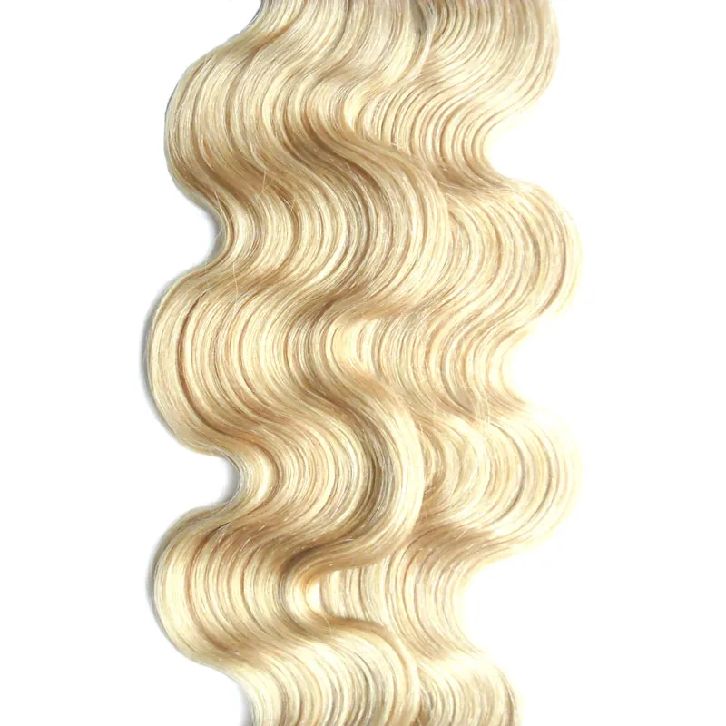 Fita em extensões de cabelo 100g Virgin Brazilian Body Wave Remy cabelo Pu pele de trama de pele em extensões de cabelo humano 613 lixívia loira