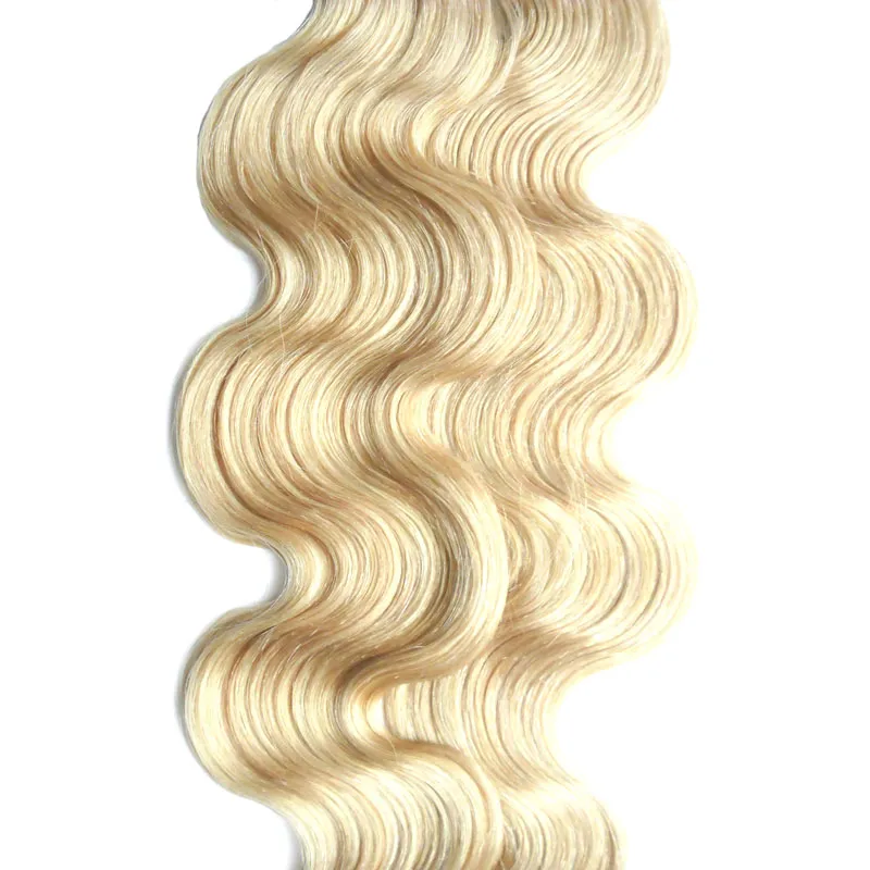 Fita em extensões de cabelo 100g virgem brasileiro onda do corpo remy cabelo 40 peça fita de trama da pele do plutônio em extensões de cabelo humano 613 lixívia loira