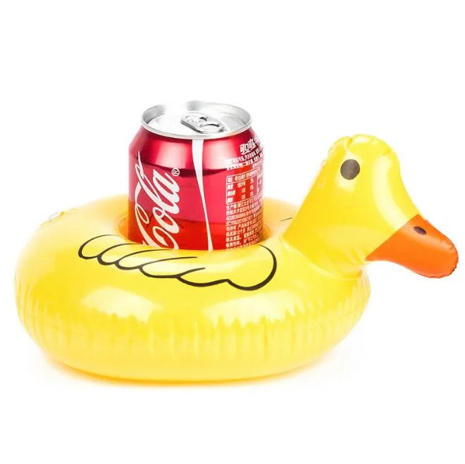 Yellow Duck PVC Inflatable Drink Cup Holder Beverage Holders Floating Pool Beach Stand Swimming Pool Child kids playing Bath Toy