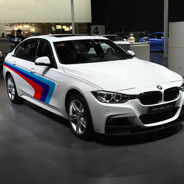 Tricolor Vinyl Racing Stripe Car Sticker Auto Waist Line Decal Emblem For BMW3029642