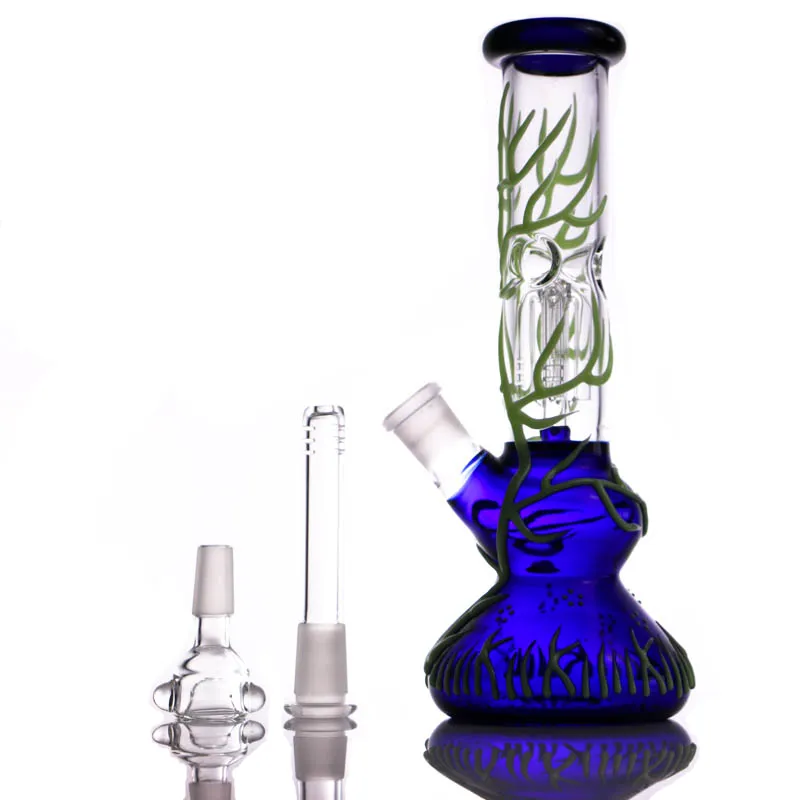 Hookahs Glow In The Dark Bong 4 Arms Perc Glass Beaker Water Pipe Luminous Bongs