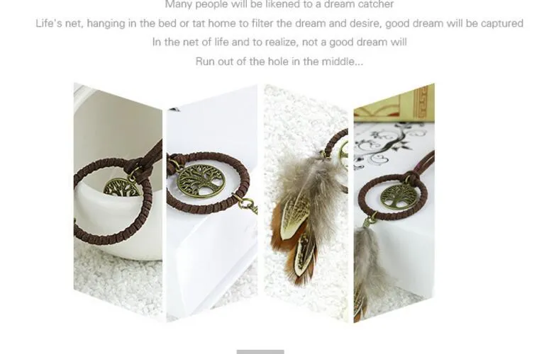 Vintage Enchanted Forest Mini Dreamcatcher Handmade Dream Catcher Net With Feather Decoration Ornament Diameter 3.5cm GA125