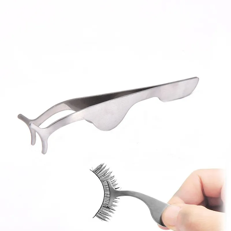 Beauty Tool Eyelash Curler False Eyelashes Extension Tweezers Clamp Auxiliary Clip Stainless XB1