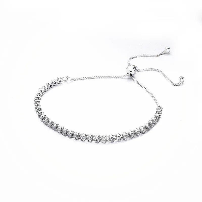 925 Sterling Silver Silver Size Size Crystal Shine Bracelet مع صندوق لباندورا سحر أساور مجوهرات الزفاف