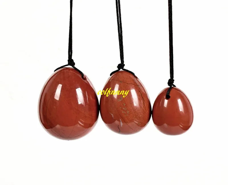 4 pièces/ensemble pierre rouge Yoni oeuf 11cm cristal baguette de Massage Ben Wa balle oeufs de Jade pour les femmes Kegel balle vaginale exercice